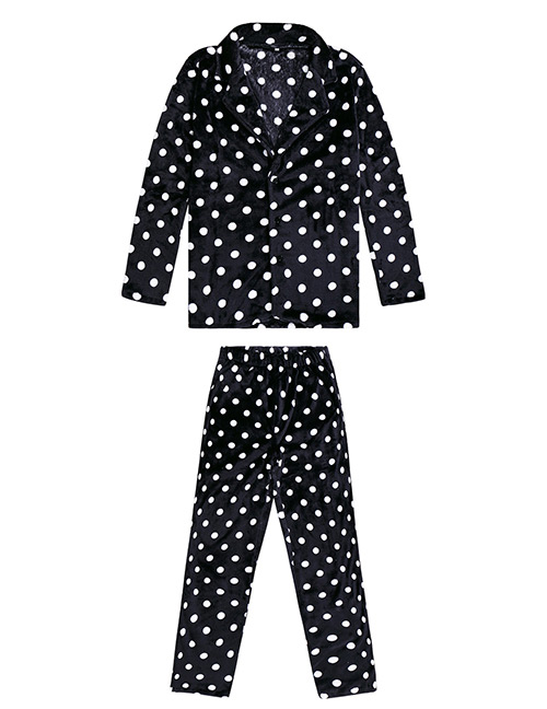 Fashion Black Dot Shape Decorated Pajamas For Father (1suit)
