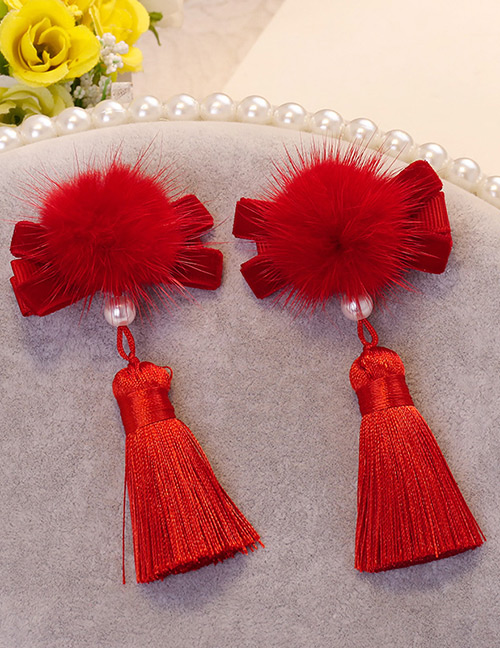 Lovely Red Tassel Decorated Hair Clip