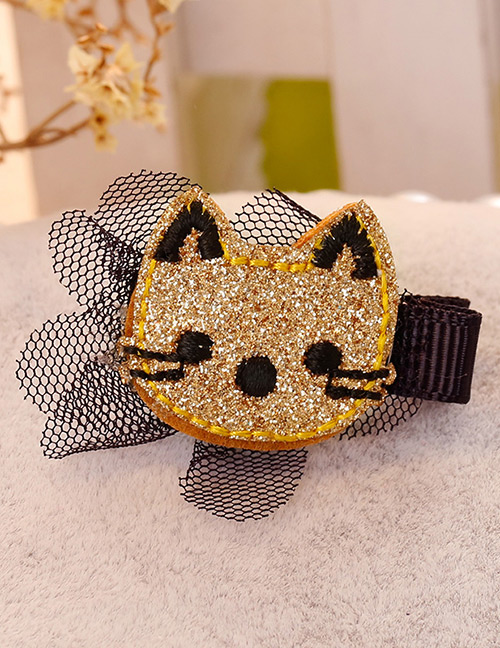 Cute Gold Color Cat Shape Decorated Hair Clip