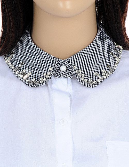 Fashion White+black Round Shape Diamond Decorated Fake Collar