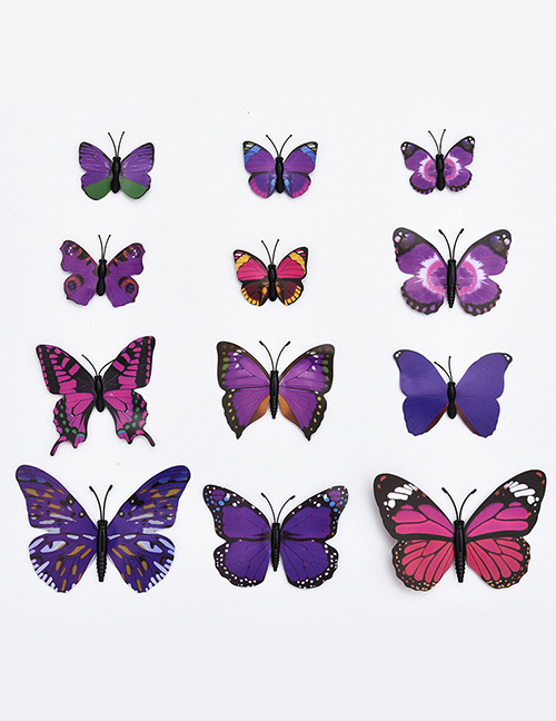 Lovely Purple Butterfly Shape Decorated Ornament (12pcs)