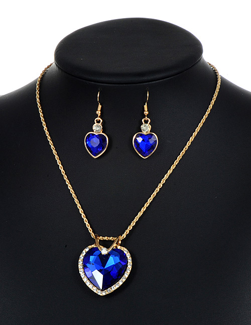 Lovely Sapphire Blue Heart Shape Decorated Jewelry Sets