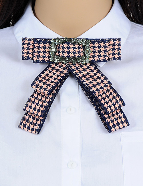 Fashion Navy+pink Square Shape Decorated Bowknot Brooch