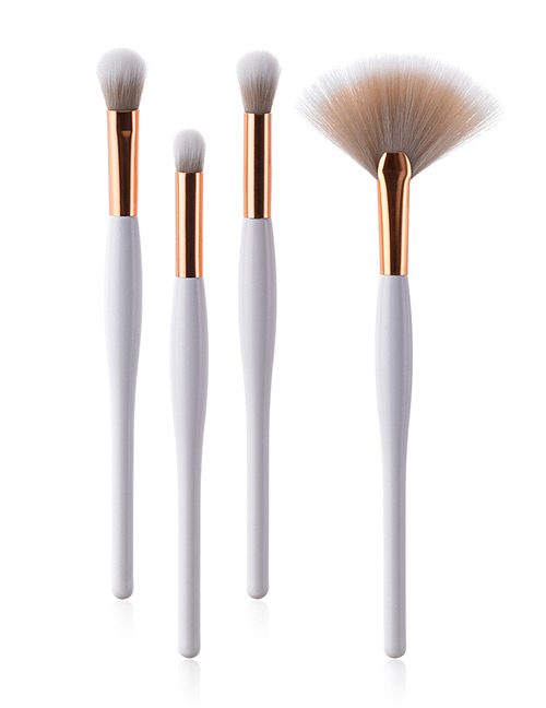 Fashion White Sector Shape Decorated Makeup Brush ( 4 Pcs)