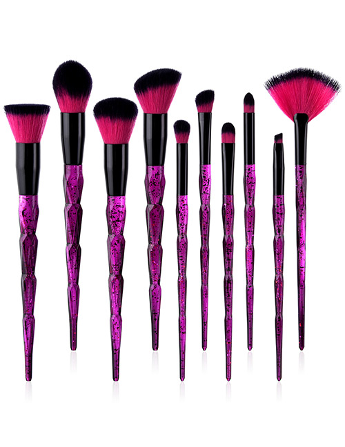 Fashion Purple Fan Shape Decorated Makeup Brushes (10pcs)