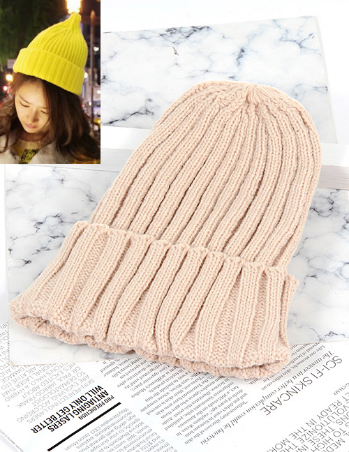 Fashion Beige Pure Color Decorated Hat
