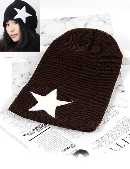 Fashion Dark Brown Star Shape Decorated Hat