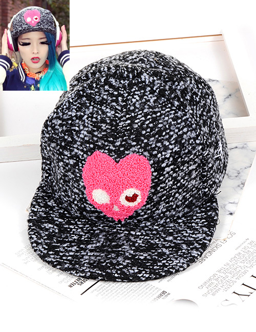 Lovely Gray Heart Shape Decorated Hat