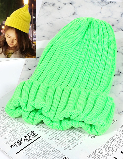 Fashion Green Pure Color Decorated Hat