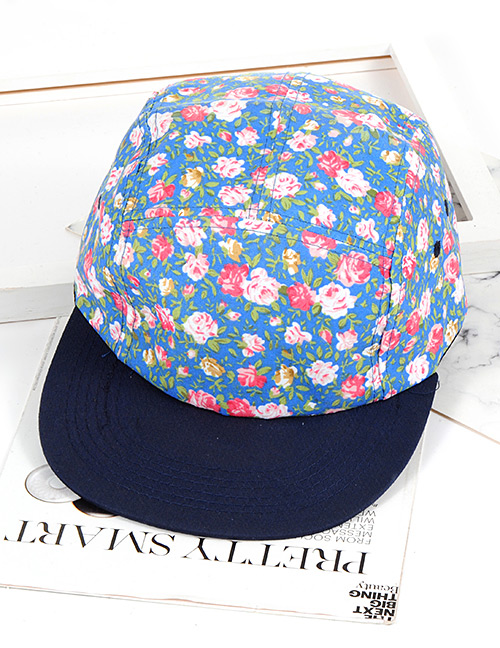 Fashion Blue Flower Shape Decorated Hat