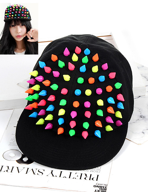 Fashion Multi-color Rivet Decorated Hat