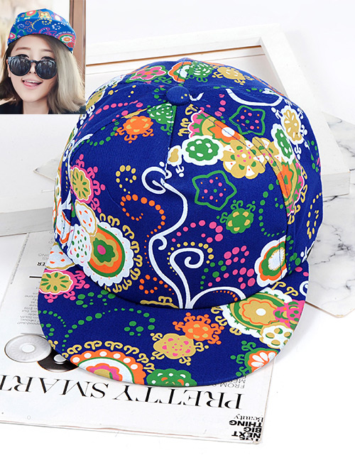 Fashion Blue Printing Pattern Decorated Hat