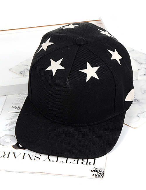 Fashion Black Star Parttern Decorated Hat