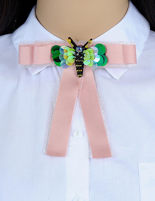 Trendy Pink Bee Shape Decorated Bowknot Brooch