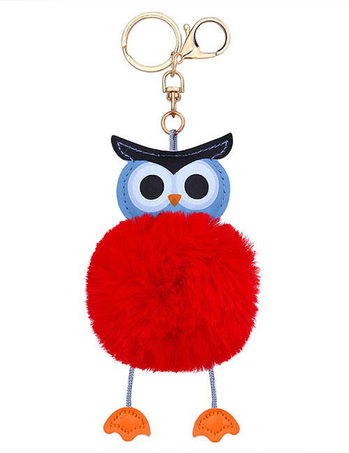 Fashion Red Owl Shape Decorated Keychain