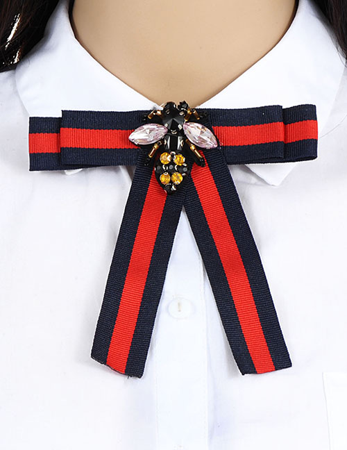 Fashion Red+navy Bee Shape Decortaed Brooch