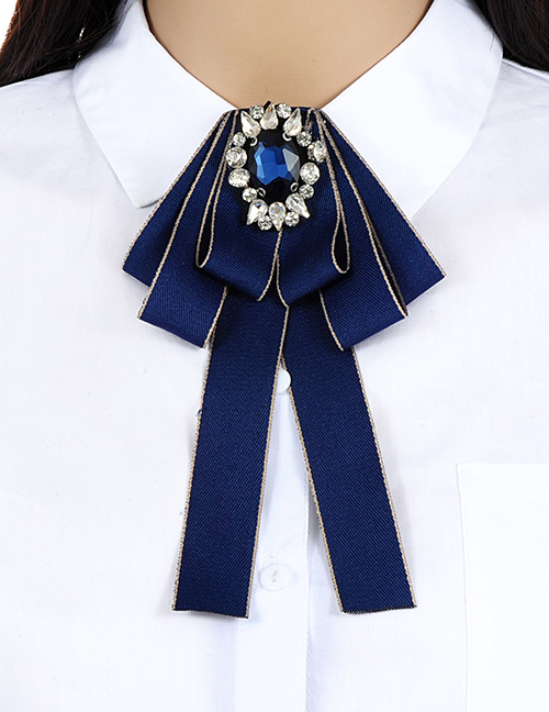 Fashion Navy Geometric Shape Decorated Brooch