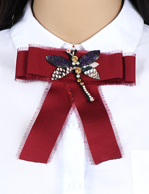 Fashion Red Dragonfly Shape Decorated Brooch