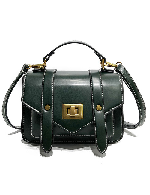 Fashion Green Belt Buckle Shape Decorated Bag
