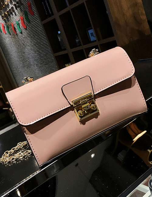Fashion Pink Belt Buckle Decorated Bag