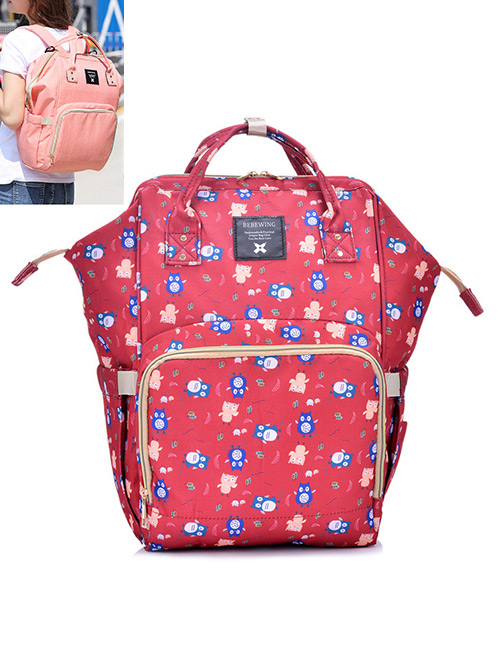 Fashion Red Owl Pattern Decorated Backpack