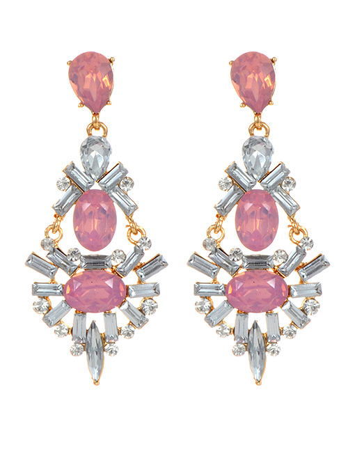 Elegant Pink Geometric Shape Decorated Earrings