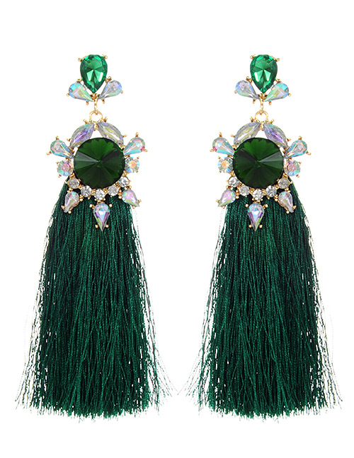 Bohemia Green Round Shape Decorated Earrings