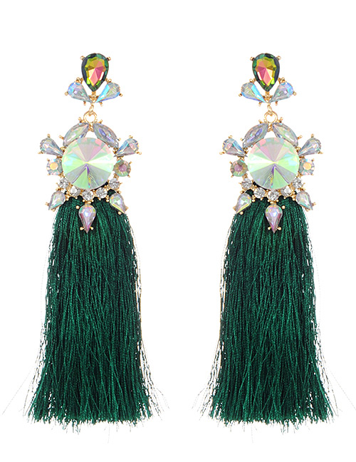 Bohemia Green Tassel Decorated Earrings