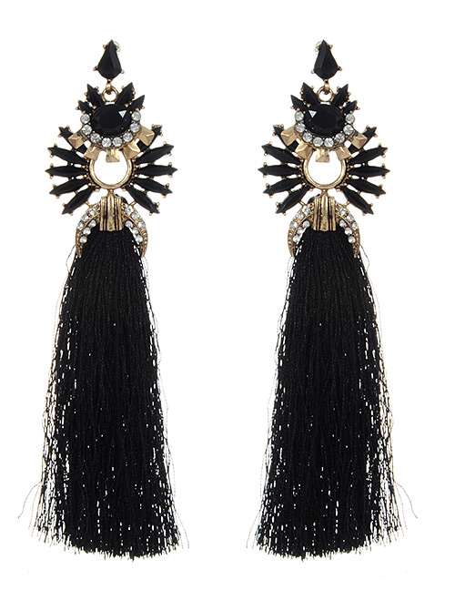 Fashion Black Hollow Out Decorated Earrings