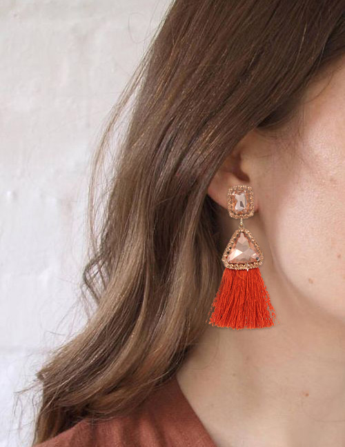 Fashion Orange Triangle Shape Decorated Earrings