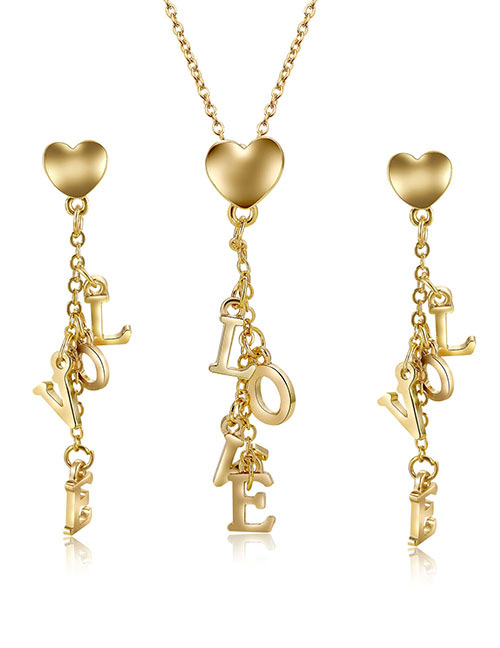 Fashion Gold Color Letter Shape Decorated Jewelry Sets(2pcs）
