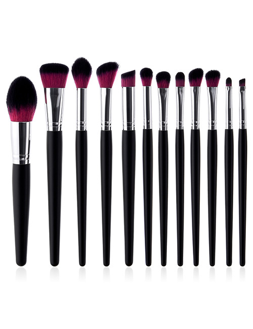 Fashion Plum-red Color-matching Decorated Brushes (12pcs)