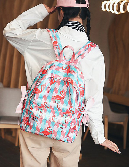 Fashion Pink Flamingo Shape Decorated Backpack