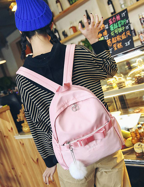 Fashion Pink Bowknot Shape Decorated Backpack
