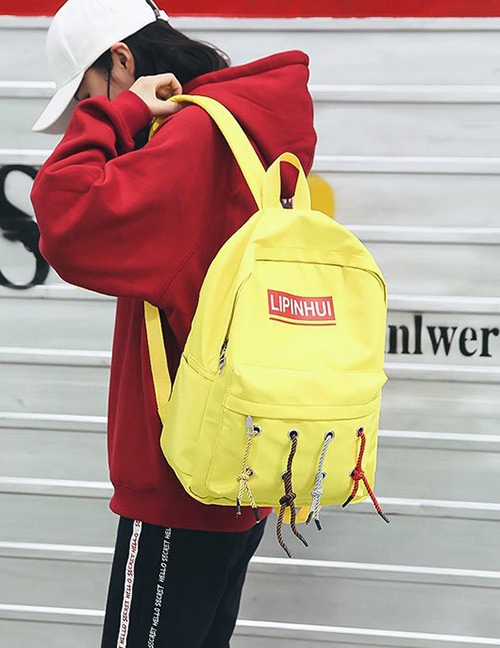 Fashion Yellow Letter Shape Decorated Backpack