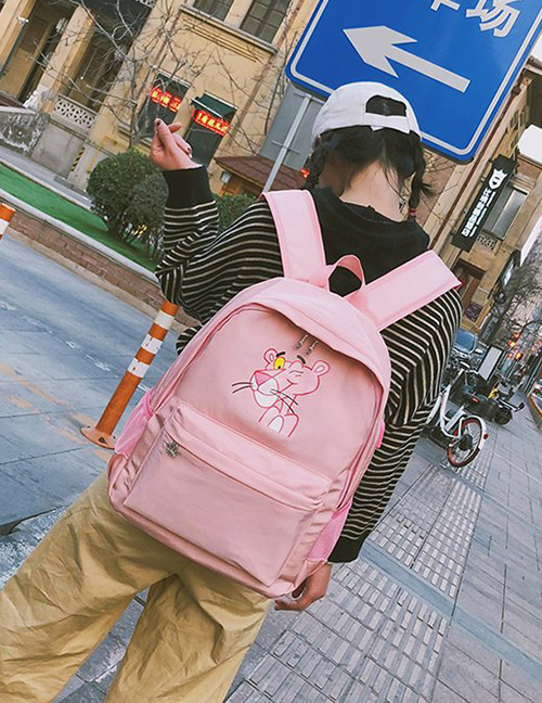 Fashion Pink Pink Panther Decorated Backpack