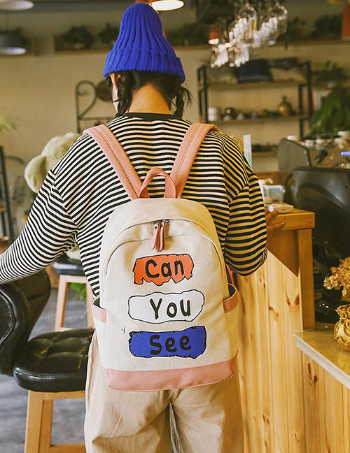 Fashion Pink Letter Shape Decorated Backpack