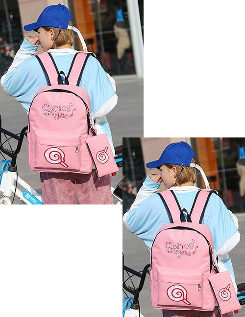 Fashion Pink Lollipops Shape Decorated Backpack