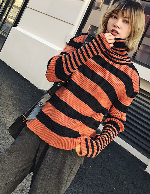 Fashion Black Stripe Pattern Decorated Sweater
