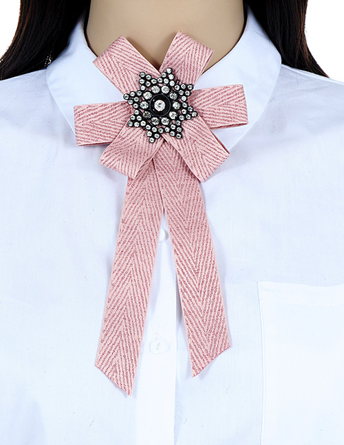 Fashion Light Pink Flower Shape Decorated Bowknot Brooch
