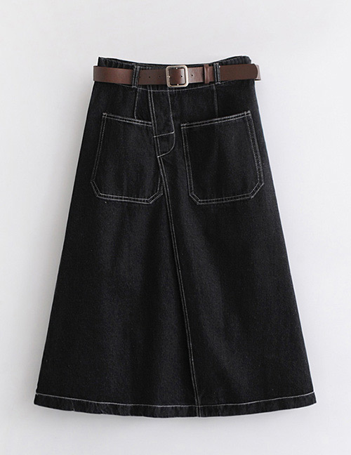 Fashion Black Pocket Shape Decorated Skirt