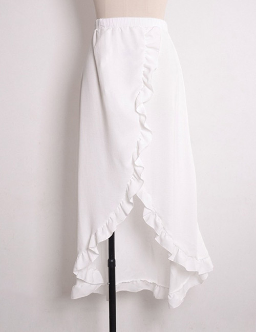 Fashion White Pure Color Decorated Skirt