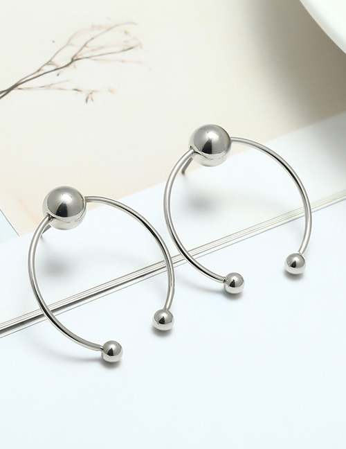 Elegant Silver Color C Shape Design Pure Color Earrings