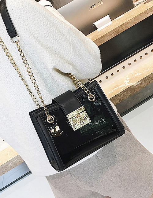 Fashion Black Square Shape Decorated Bag