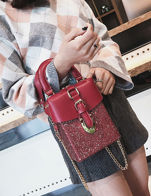 Fashion Red Paillette Shape Decorated Bag