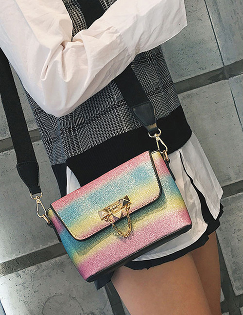 Vintage Multi-color Square Shape Decorated Bag