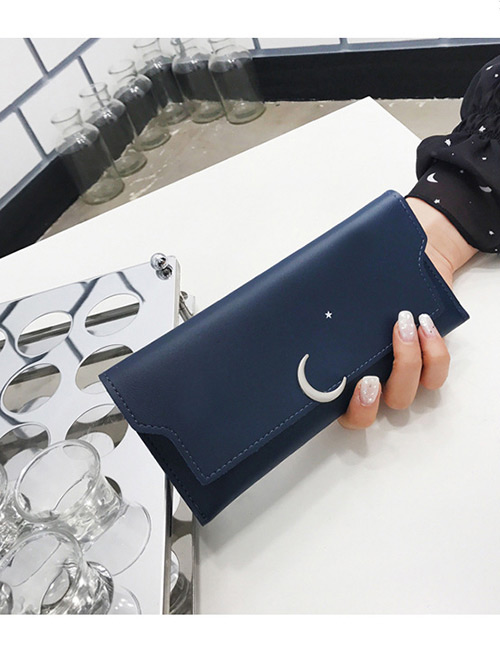 Fashion Blue Moon Shape Decorated Wallet