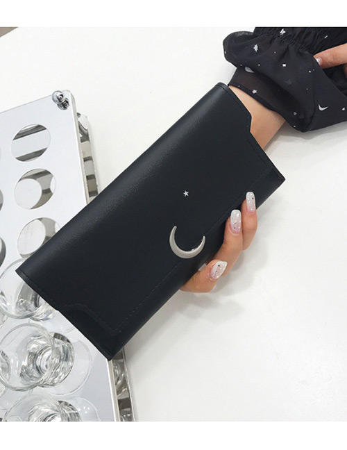 Fashion Black Moon Shape Decorated Wallet