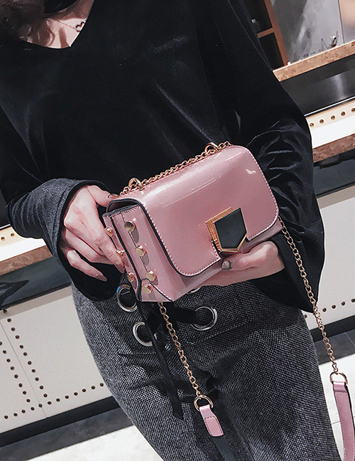 Fashion Pink Pure Color Decorated Simple Shoulder Bag