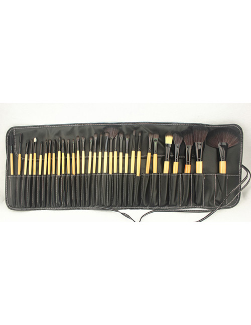 Fashion Black Sector Shape Decorated Cosmetic Brush(32pcs With Bag)